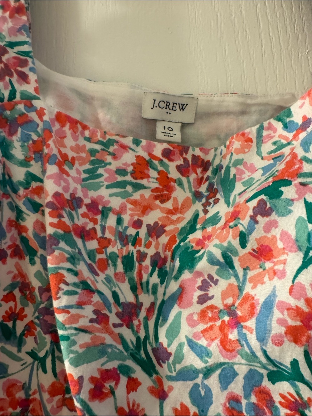 J. Crew Floral Maxi Dress in White with Coral, Teal and Pink Print